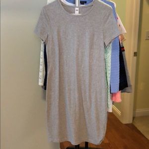 long grey fitted t-shirt dress